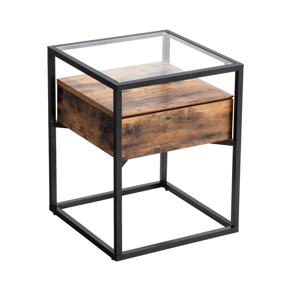 Glass Side Table with Drawer - Karrari