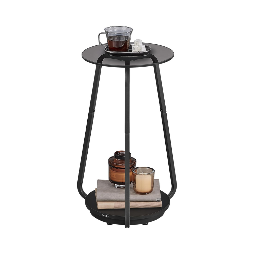 2-Tier Glass Round Side Table - Karrari