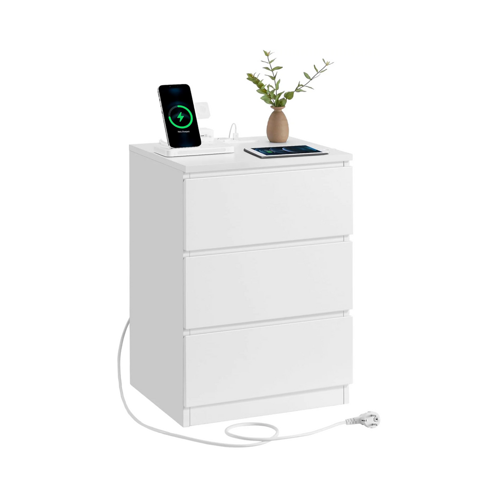 3-Drawer Bedside Table with Charging Ports - Karrari