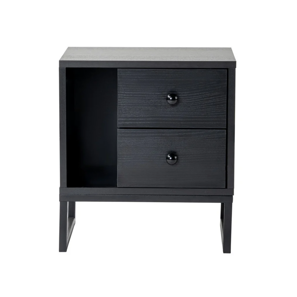 Bedside Table with Shelf & 2 Drawers - Karrari
