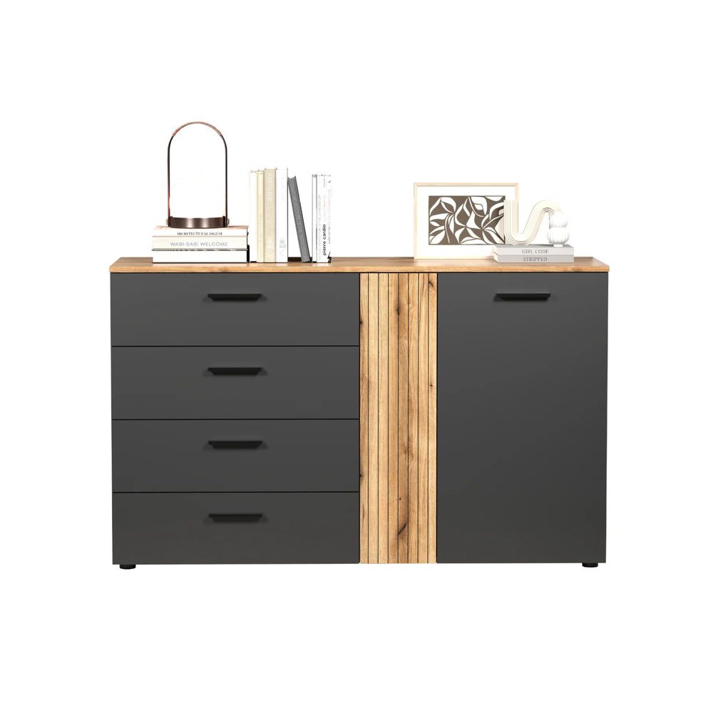 Esteban Chest in Anthracite / Coast Evoke Oak Finish - Karrari