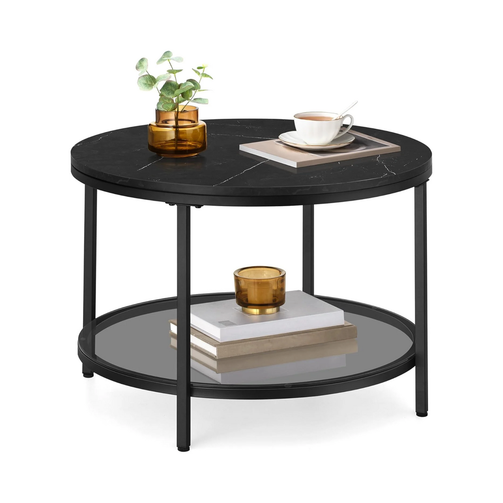 Coffee Table with Glass Top & Storage - Karrari