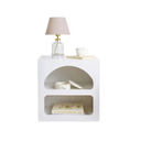 Minimalist Arched Nightstand | Matte White Dual-Shelf Bedside Table - Karrari