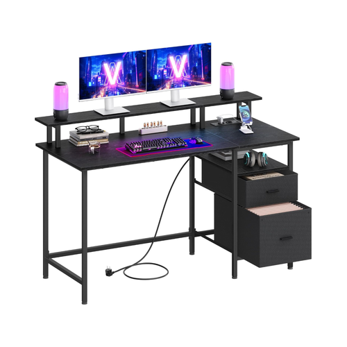 Gaming Desk with Fabric Drawers, Screen Mount with Socket - Karrari