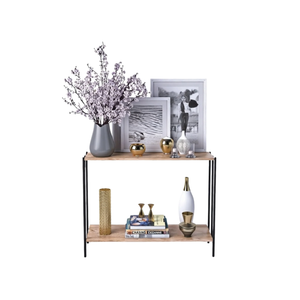 2-Tier Console Table | Walnut & Black Metal Frame - Karrari