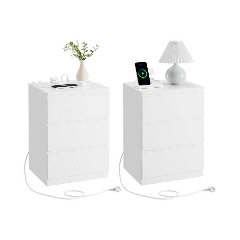 2-Piece Bedside Tables – Drawers & Charging Ports - Karrari