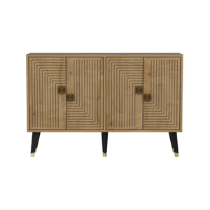 Geometric Oak & Gold Accent Console - Karrari