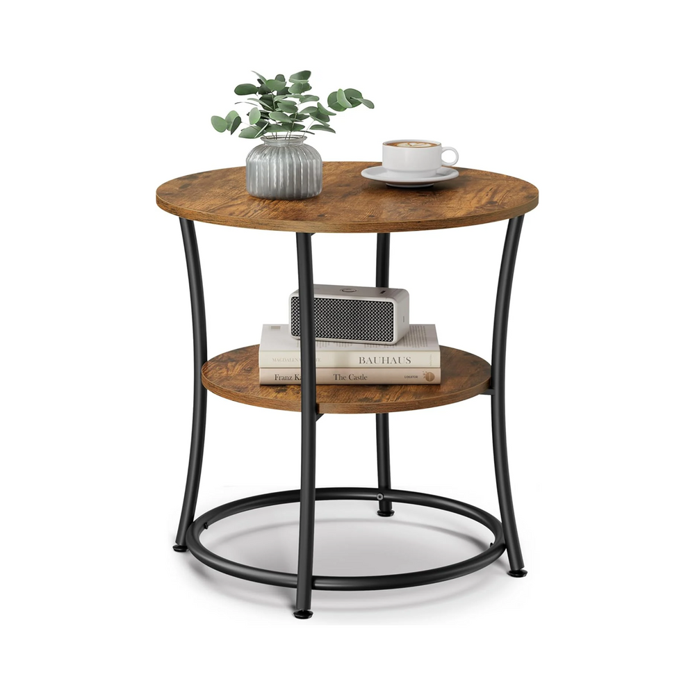 Round Side Table with 2 Shelves - Karrari