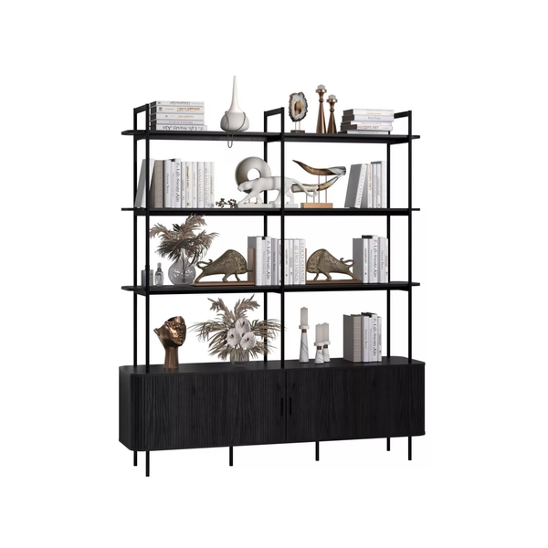 Ronin Shelving Unit with Louvered Sliding Doors - Karrari