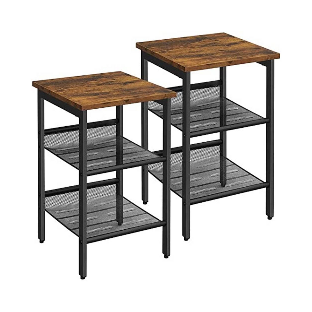 2 Piece Side Tables - Adjustable Mesh Shelves - Karrari