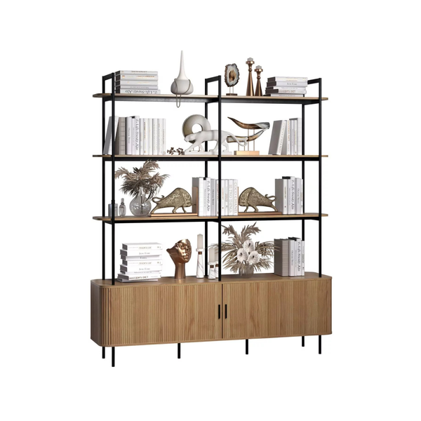 Ronin Shelving Unit with Louvered Sliding Doors - Karrari
