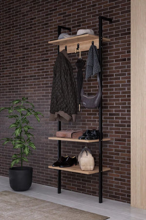 Industrial 5-Tier Tall Bookshelf | Walnut & Black Metal - Karrari