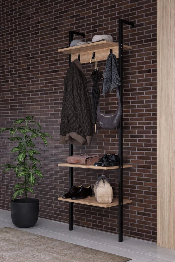 Industrial 5-Tier Tall Bookshelf | Walnut & Black Metal - Karrari