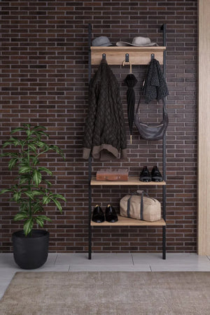 Industrial 5-Tier Tall Bookshelf | Walnut & Black Metal - Karrari