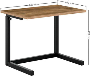 Adjustable C-Shaped Side Table | Rustic Wood & Black Metal - Karrari