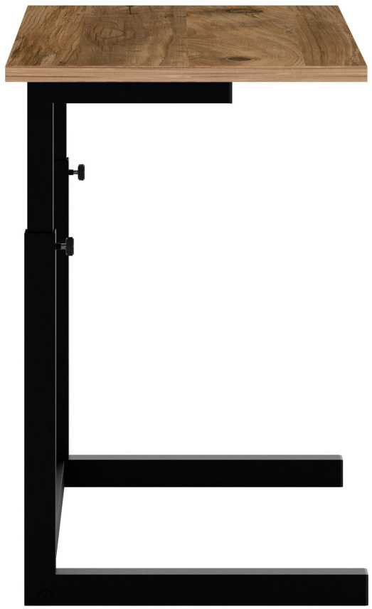 Adjustable C-Shaped Side Table | Rustic Wood & Black Metal - Karrari