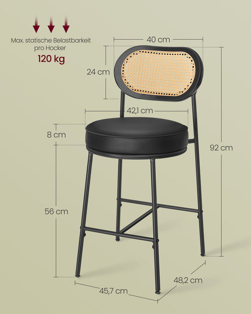 High Bar Stools with Curved Backrest (Set of 2) - Karrari