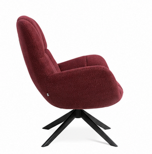 Red Upholstered Accent Armchair with Black Metal Base - Karrari