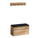 Oak-Finish Coat Rack & Cushioned Shoe Storage Bench - Karrari