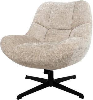 Camel Upholstered Accent Lounge Chair with Black Metal Base - Karrari