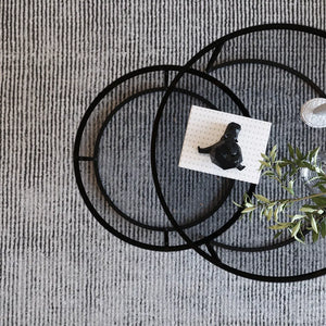 Set of 2 Round Coffee Tables in Black - Dark Glass