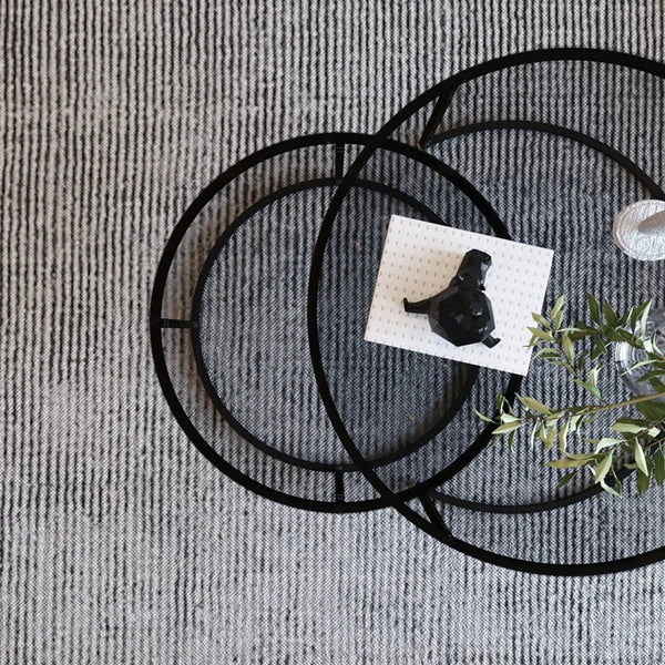 Set of 2 Round Coffee Tables in Black - Dark Glass