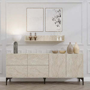 Luxury Sideboard with Matching Wall Shelf | Stone Finish - Karrari