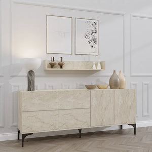 Luxury Sideboard with Matching Wall Shelf | Stone Finish - Karrari