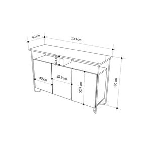 CORNEA Sideboard – 3-Door Wood & Metal, Light Mocha - Karrari