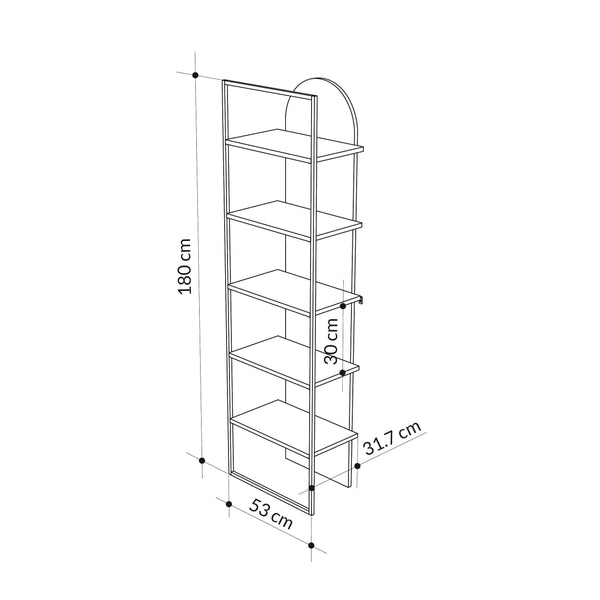 ARCHY Bookcase – Grey - Karrari