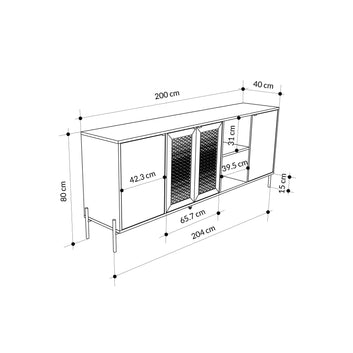 Naive Sideboard, Wood and Metal, Oak