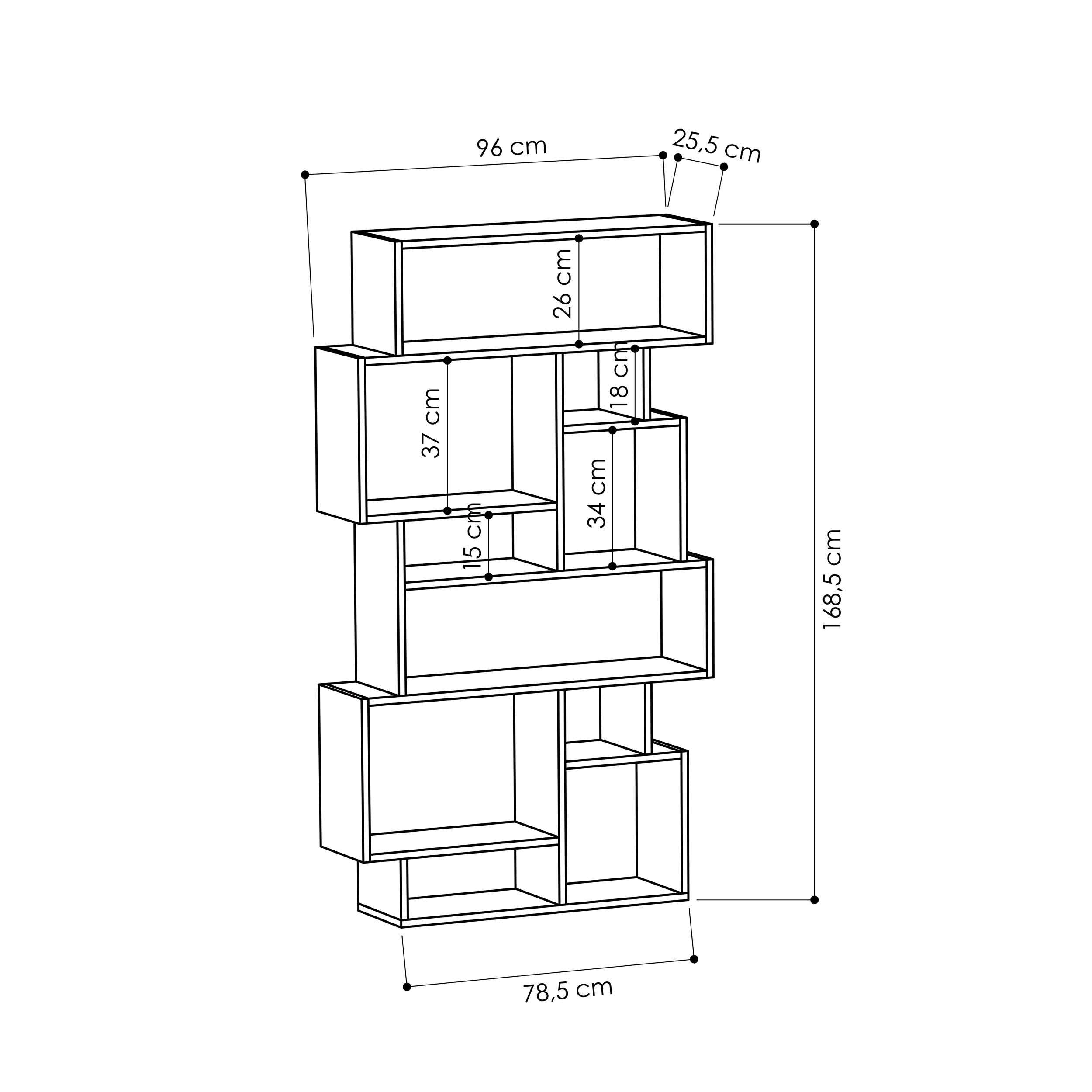 Stylish Functional Bookcase (79×96×26cm)