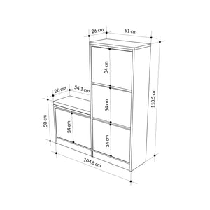 Brown Shoe Cabinet with Compartments & Bench - Karrari