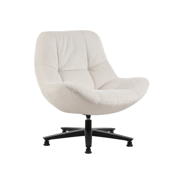 Beige Bouclé Lounge Chair with Black Metal Base - Karrari