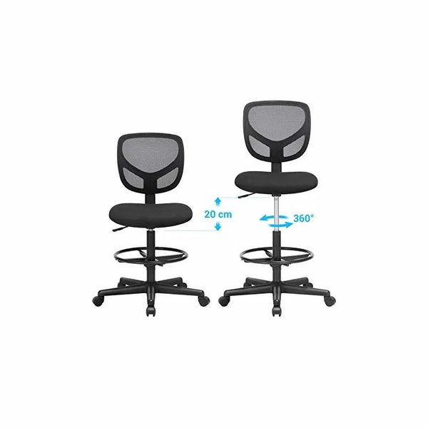 Mesh Drafting Stool Chair Adjustable Height & Footrest - Karrari