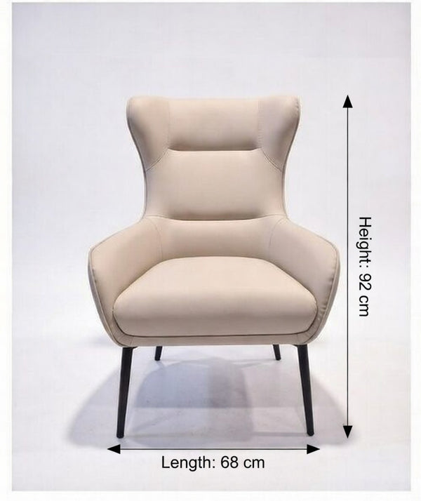 Modern Beige Wingback Accent Armchair Upholstered Lounge Chair - Karrari