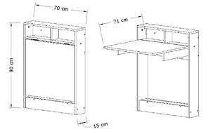 Wall-Mounted Folding Desk & Storage Cabinet – White & Light Wood - Karrari