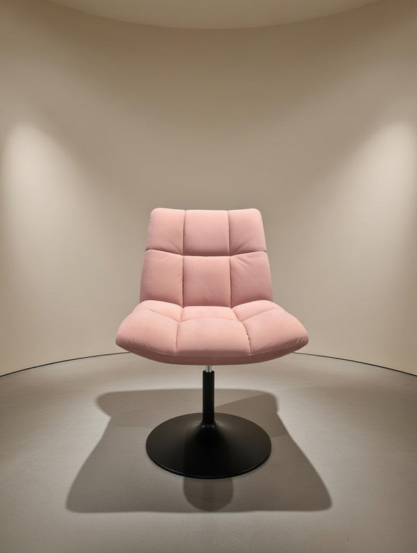 Modern Swivel Accent Chair with Padded Seat & Black Metal Base - Karrari