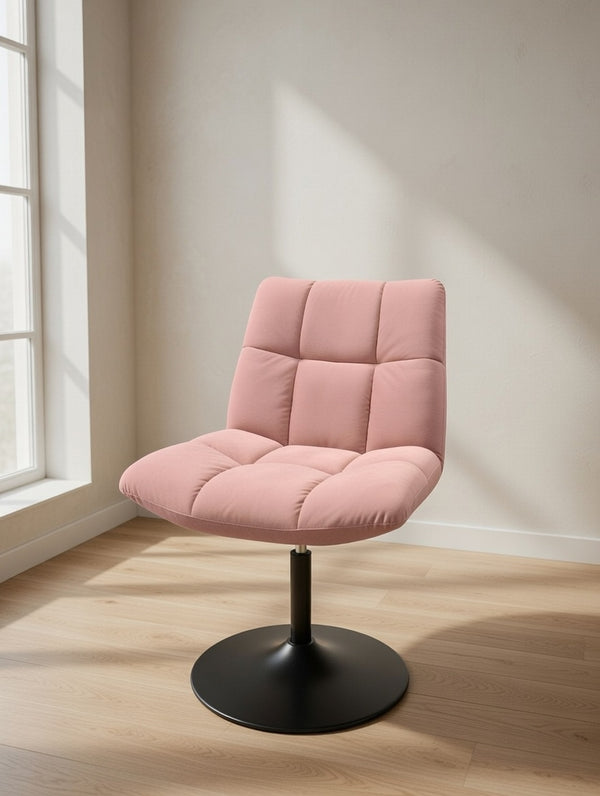 Modern Swivel Accent Chair with Padded Seat & Black Metal Base - Karrari