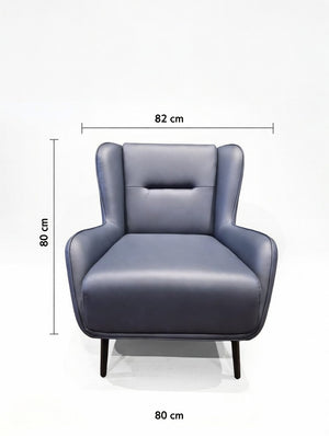 Modern Wingback Accent Chair – Navy Blue Faux Leather Armchair - Karrari