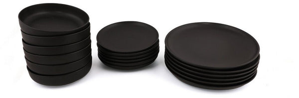 18-piece Porcelain Dinnerware set, Matte Black