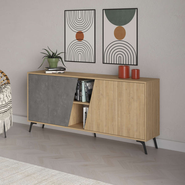 FIONA Console - Sapphire Oak & Retro Grey - Karrari