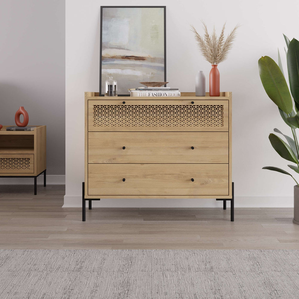 Naive Oak Finish 3-Drawer Chest - Karrari
