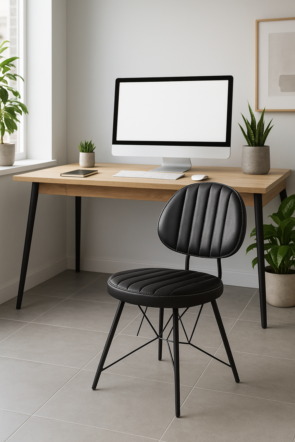Ahtapot Black Leather Dining Chair - Karrari