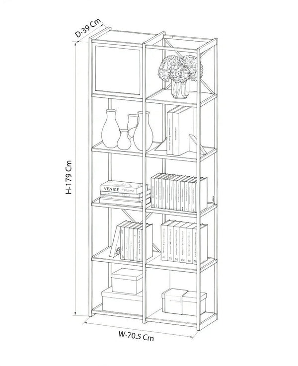 VALE MIDI BOOKCASE WITH DOOR SET 18 MM - Karrari