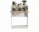 Wall-Mounted Folding Desk & Storage Cabinet – White & Light Wood - Karrari