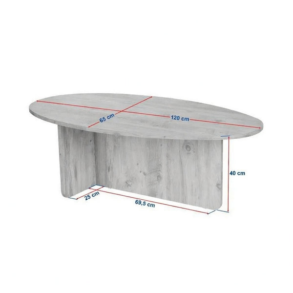 Orbital Travertine-Style Oval Coffee Table - Karrari