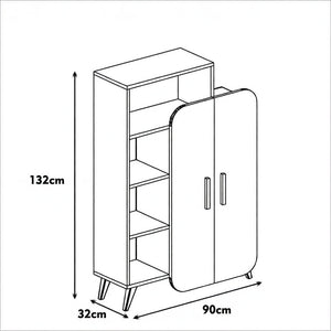 Mid-Century Modern Scandinavian Bookshelf & Cabinet – Multi-Tier Storage Unit - Karrari