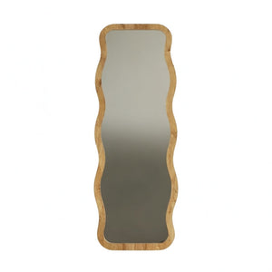 Full-Length Wavy Accent Mirror | Natural Wood Frame - Karrari