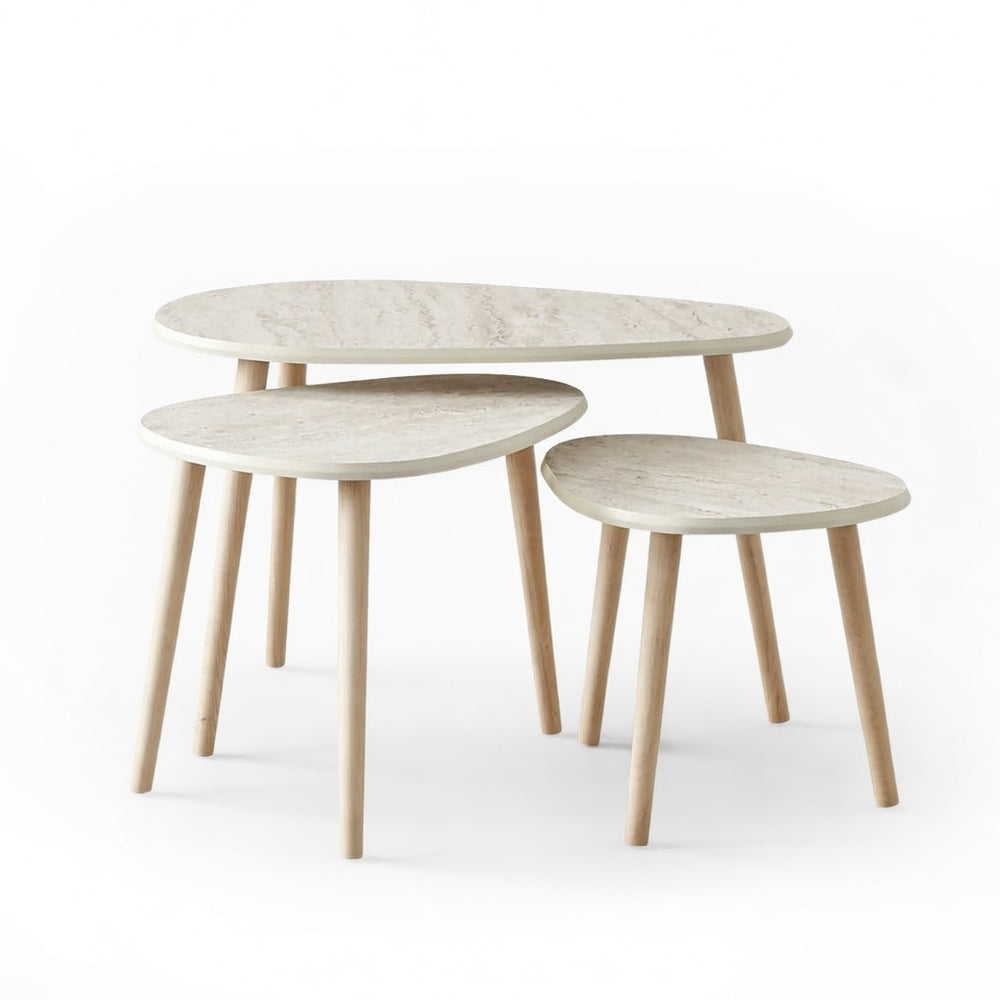 Modern Travertine Nesting Tables Set – 3 Pieces - Karrari